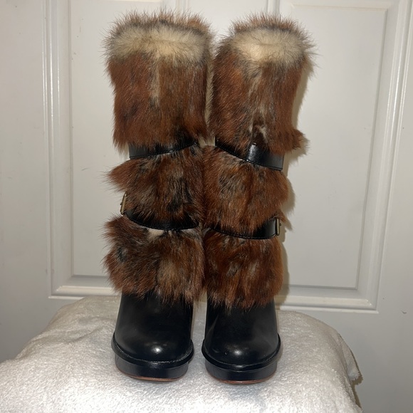 Vintage UGG high heel sheepskin and genuine leather fur boots - Picture 4 of 13